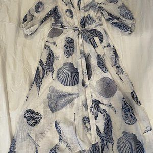 All Saints Cotton Dalia Oceano Dress. UK 8/US 4. Color-Blue/White